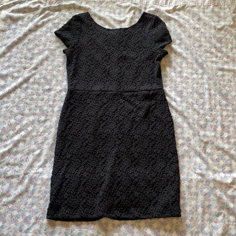 Loft Black Flower Midi Dress